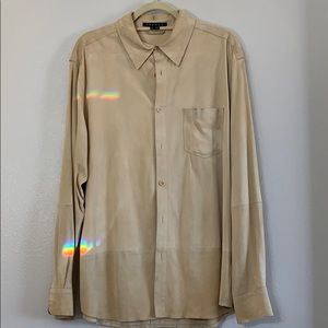 Theory XL Beige Suede Leather Shirt